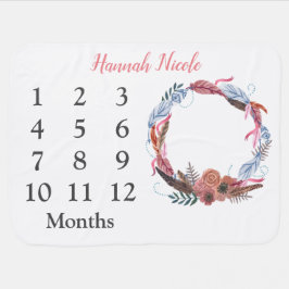 Monatsmilestone Foto Floral Boho Babydecke