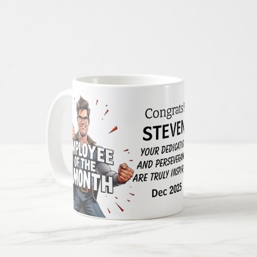 Monatsmitarbeiter Kaffeetasse (Vorderseite Links)