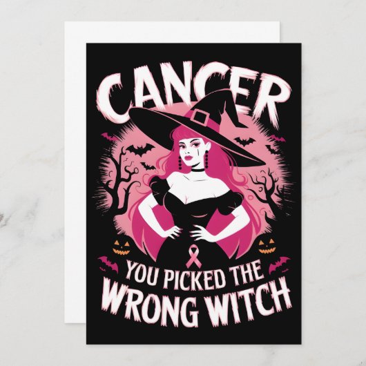 Monatsoutfit für das Bewusstsein des Krebses, Hexe Dankeskarte (Vorne/Hinten)