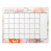 Monatsplaner für das farbige Blumenmuster Notizblock (Vorderseite)