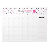 Monatsplaner für rosa und schwarze Punkte Notizblock (Vorderseite)