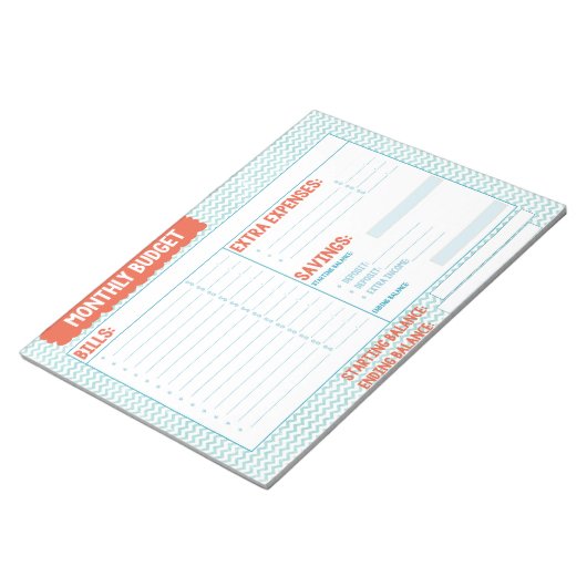 Monatsplaner für Türkis und Korallen Notizblock (angewinkelt)