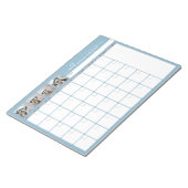 Monatsplaner - Modernes Drehbuch und Foto blau Notizblock (angewinkelt)