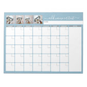 Monatsplaner - Modernes Drehbuch und Foto blau Notizblock (Vorderseite)