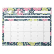 Monatsplaner Notepad mit Blume Hintergrund