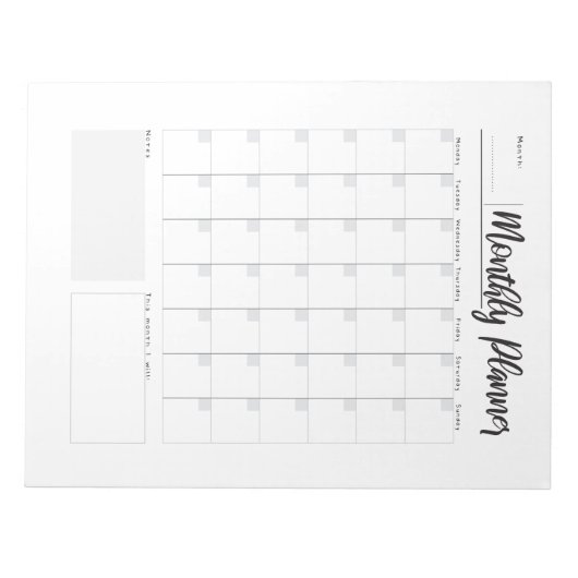 Monatsplaner Notizblock (Vorderseite)