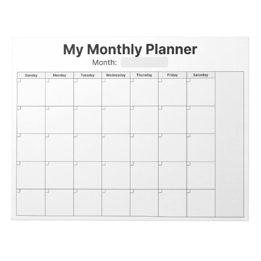 Monatsplaner Notizblock (Vorderseite)