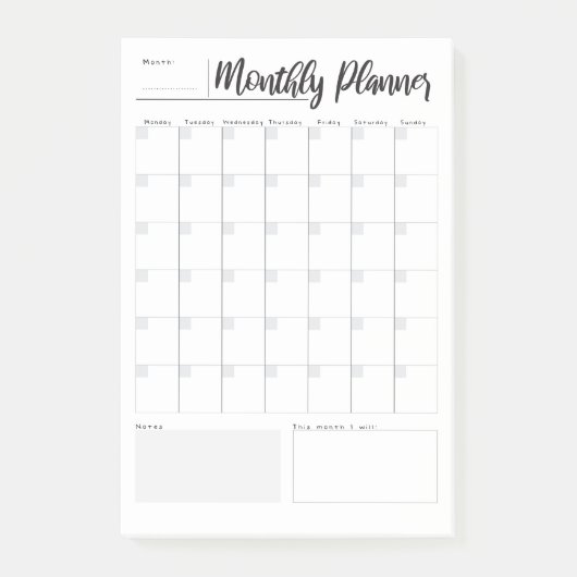 Monatsplaner Post-it Klebezettel (Vorderseite)