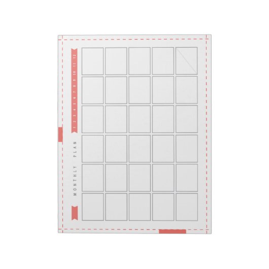 Monatsplaner - Rd Ribbon Notizblock (Rotiert)