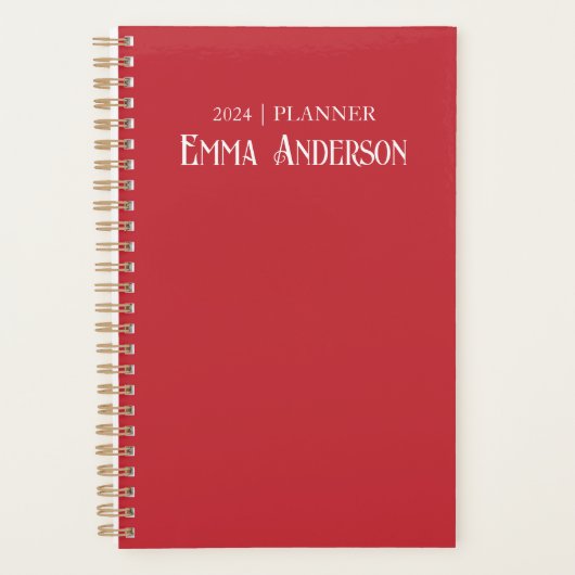 Monatsplaner Roter Name Woche 2024 Planer (Vorderseite)