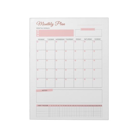 Monatsplanplan - Planen Sie Ihren Monat Notizblock (Rotiert)