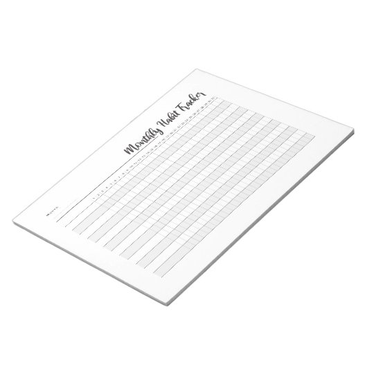 Monatsüblicher Tracker Notizblock (angewinkelt)