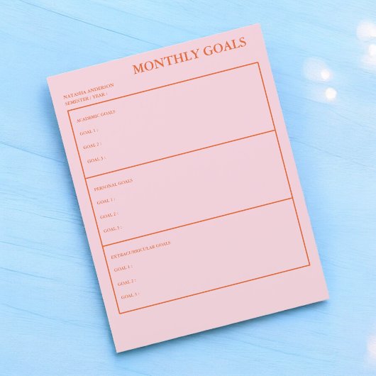 Monatsziele Akademischer Planer Praktisch & stilvo