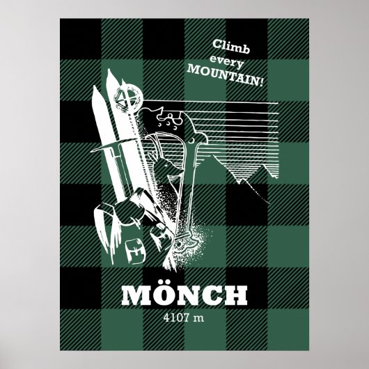 Mönch 4107 m Schweizer Alpen Moutaineering Poster (Vorne)