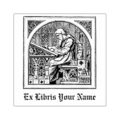 Mönch am mittelalterlichen Schreibtisch - Buchzeic Gummistempel (Prägung)