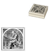 Mönch am mittelalterlichen Schreibtisch Gummistempel (Stempel)