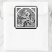 Mönch am mittelalterlichen Schreibtisch Quadratischer Aufkleber (Tasche)