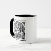 Mönch am mittelalterlichen Schreibtisch Tasse (Vorderseite Links)