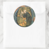 Mönch aus dem Mittelalter, der die Weinkleber prob Runder Aufkleber (Tasche)