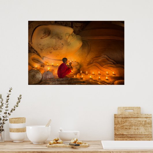 Mönch beten von einem Buddha Poster (Küche)