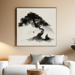 Mönch & Kiefer - Zen-Tinte-Wandkunst - Minimale De Poster