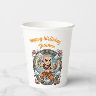 Mönch Martial Arts Anime Chibi Gamer Geburtstag Pappbecher