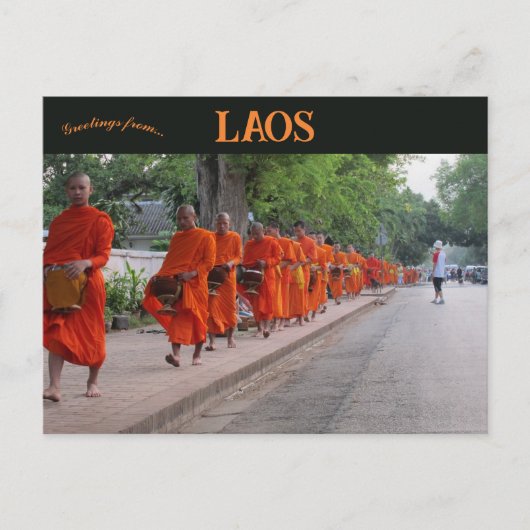 Mönche in Luang Prabang Laos Postkarte (Vorderseite)