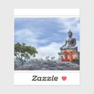 Mönche und Buddha-Statue Aufkleber
