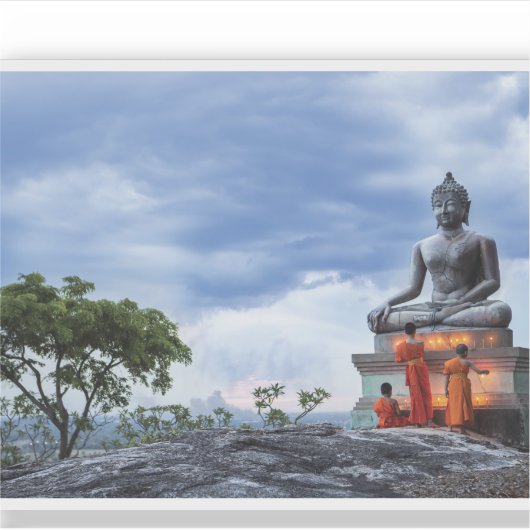 Mönche und Buddha-Statue Aufkleber (Vorderseite)