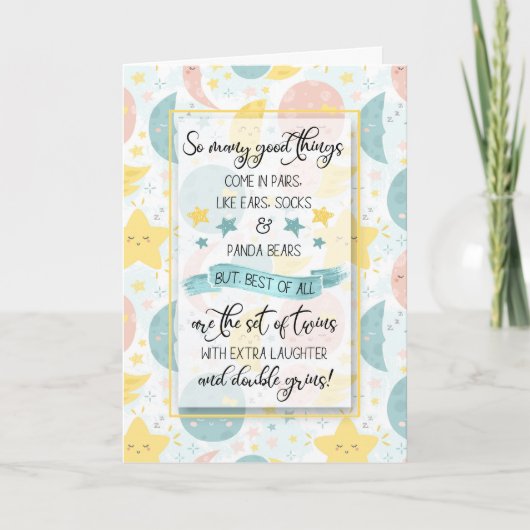 Mönche und Stars von Zwillings Baby Karte (Vorderseite)