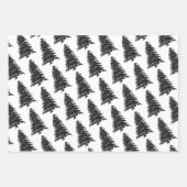Monchrom Winter Christmas Tree Branch Cones Geschenkpapier Set (Vorderseite 3)