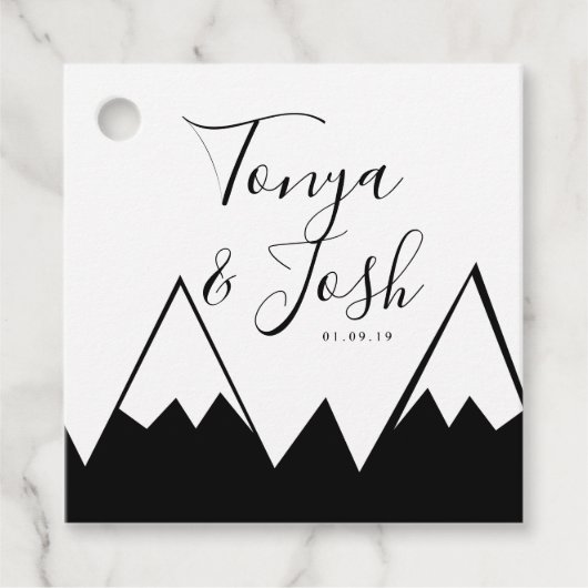 Monchrome Berggipfel Süd Hochzeit Geschenkanhänger (Vorderseite)