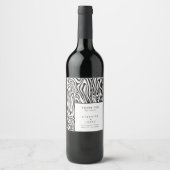 Monchrome Hochzeit im modernen Muster Weinetikett (Vorderseite)