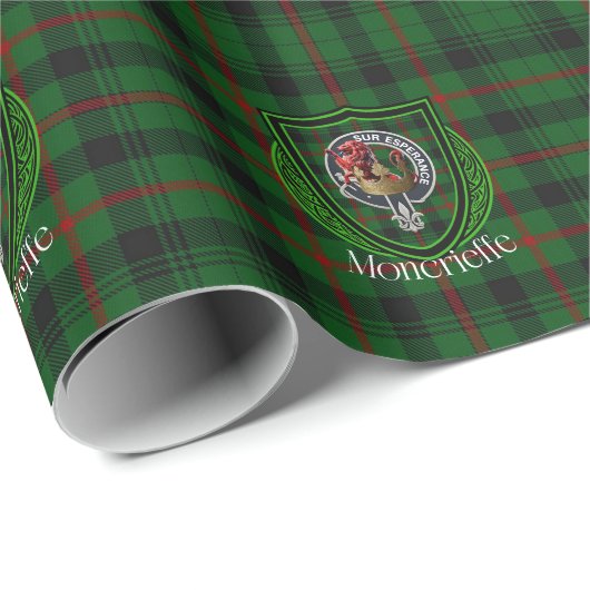 Moncrieffe Scottish Clan Tartan & Crest Geschenkpapier (Rolleneckpunkt)
