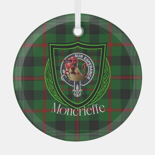 Moncrieffe Scottish Clan Tartan & Crest Ornament Aus Glas (Vorderseite)