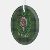 Moncrieffe Scottish Clan Tartan & Crest Ornament Aus Glas (Vorderseite links)