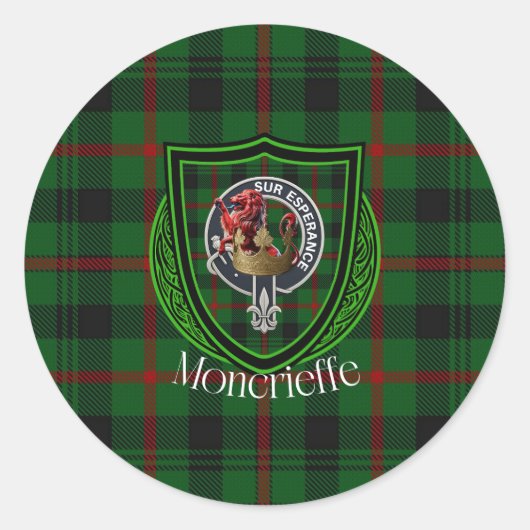Moncrieffe Scottish Clan Tartan & Crest Runder Aufkleber (Vorderseite)