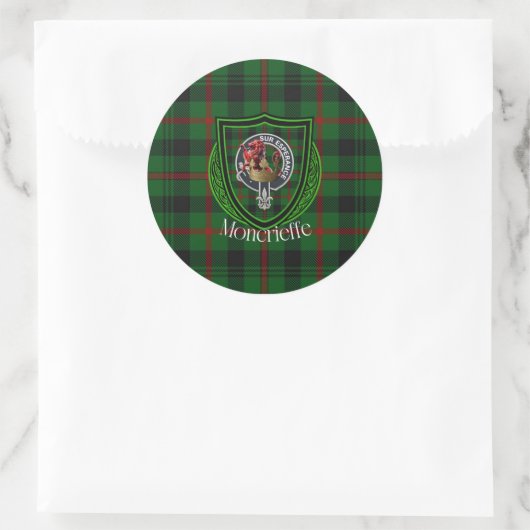 Moncrieffe Scottish Clan Tartan & Crest Runder Aufkleber (Tasche)