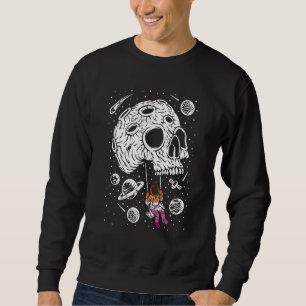 Mond Astronaut Lesbisch LGBT Q Skelett Regenbogen Sweatshirt