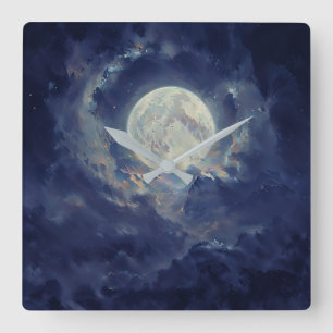 Mond - Ätherisches Kunstdesign Quadratische Wanduhr