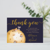 Mond aus Käse, Gold, Glitzer, Babydusche Dankeskarte (Stehend Vorderseite)