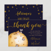 Mond aus Käse, Gold, Glitzer, Babydusche Dankeskarte (Vorne/Hinten)