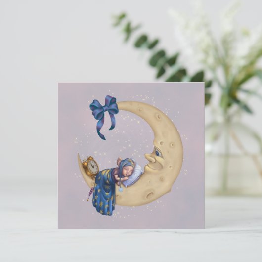 Mond-Baby-Elf Einladung (Stehend Vorderseite)