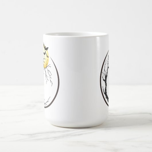 Mond, Baum und Fledermäuse Kaffeetasse (Mittel)