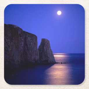 Mond bei Dämmerung Perce-Felsen Gaspé-Küste Queb Rechteckiger Pappuntersetzer
