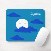 Mond bei frühem Dämmerlicht: Blau Mousepad (Mit Mouse)