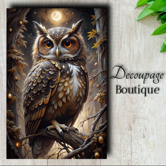 Mond-Beobachter-Eule Decoupage Seidenpapier