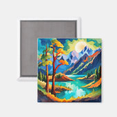 Mond, Berge, See Magnet (Vorderseite/Rückseite)