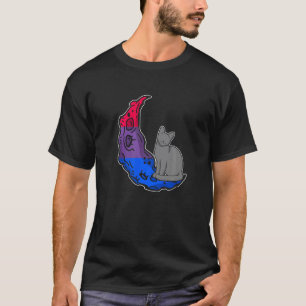 Mond Bisexuellen-Flagge Katze LGBTQ sicherer Raum T-Shirt