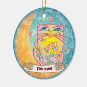 Mond Blumen Katze  Keramik Ornament (Links)